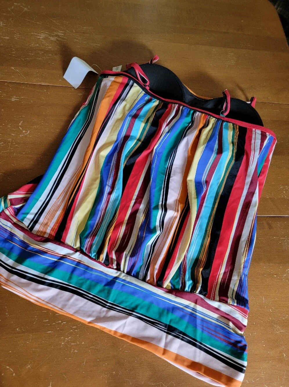 Plus-Size Multicolor Striped Blouson Tankini Top Sz 2X NWT - Picture 5 of 10
